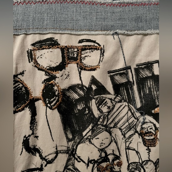 💙Rare ZARA Artist Drawing Denim Jacket Snaps Zipper Fall Autumn Size Large L💙 - Picture 15 of 16